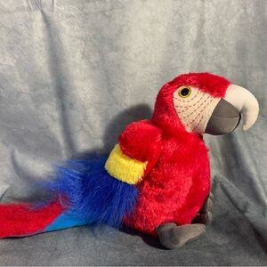 Red Macaw Parrot Plush Stuffed Animal Blue Yellow‎ Tropics Bird Burn Zoo
